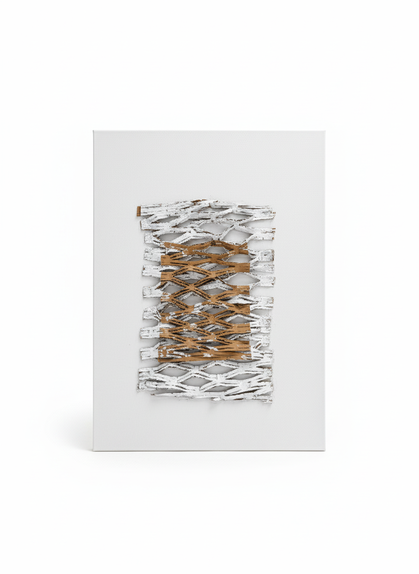 Sculptural Woven Cardboard Art on Canvas | Two-Tone 3D Texture Minimalist Decor