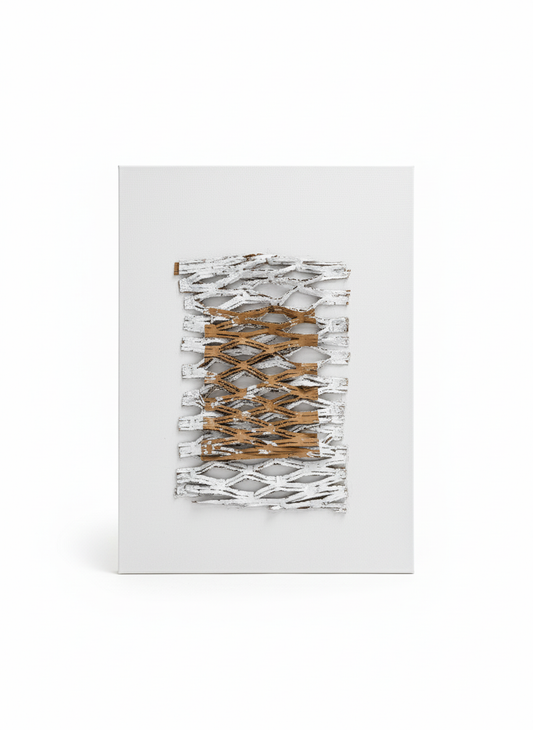 Sculptural Woven Cardboard Art on Canvas | Two-Tone 3D Texture Minimalist Decor