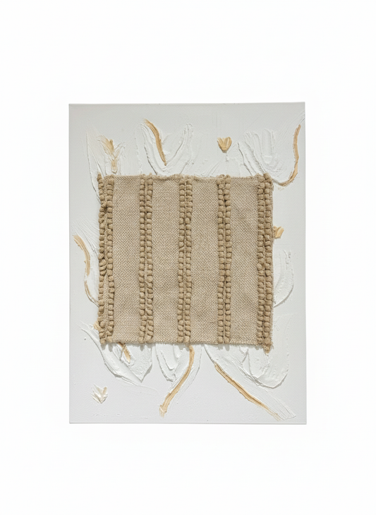 Mixed Media Abstract Wall Art on Canvas | Textile and Plaster Texture
